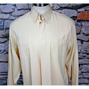 CYPRESS GROVE Luxurious Men Shirt Silk Cotton Dual Chest Pocket Button Down L